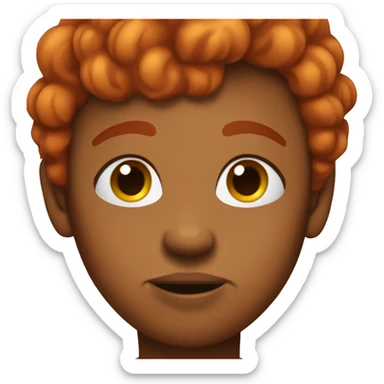 Black emoji with red hair and a pout face  sticker