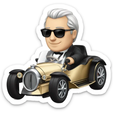 The French emperor Napoléon driving a brand new bugatti sticker