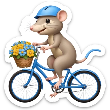 a-cheerful- rat-riding-a-blue-bicycle,-wearing-a-cute-helmet,-with-a-big-smile-and-a-basket-full-of-flowers-on-the-front.-bright,-cartoonish-style,-simple-and-fun. sticker