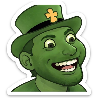 A guy laughing with a Saint Patrick day hat on sticker