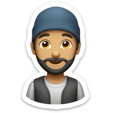 muslim young boy with long beard with cap sticker