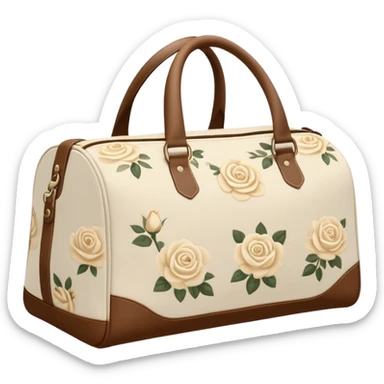A sports bag with a pale beige print in a small cream roses sticker