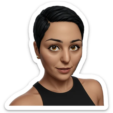 smiling girl with short black hair sticker