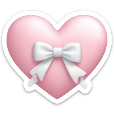 Pastel pink heart with white bow sticker