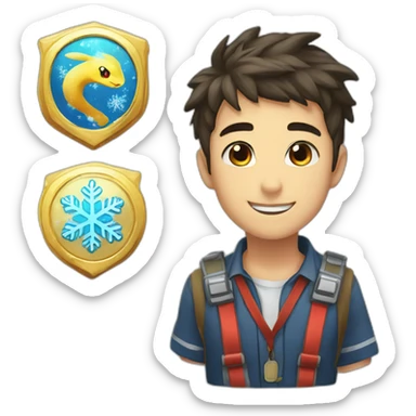 badge, medal, new year, snowflake, pokemon, picture, paint, draw sticker