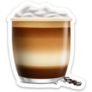 Coffee cold cocktail, with coffee beans and foam on the top, on a wiskey cup sticker