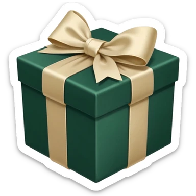 dark green gift box with light beige bow sticker