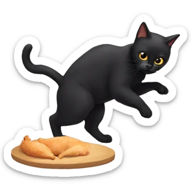 Black cats stealing chicken sticker
