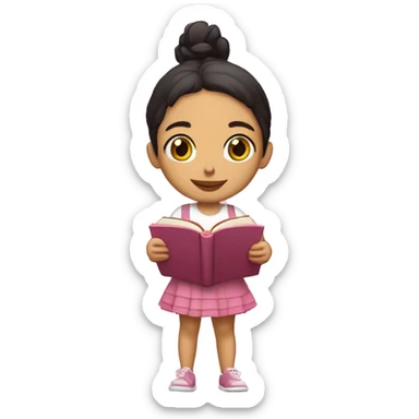Chica morena con un libro y una rosa sticker