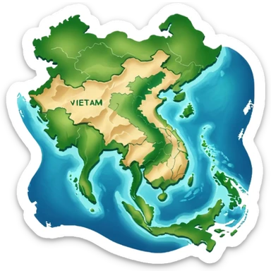 a vietnam map with no other countries around it sticker