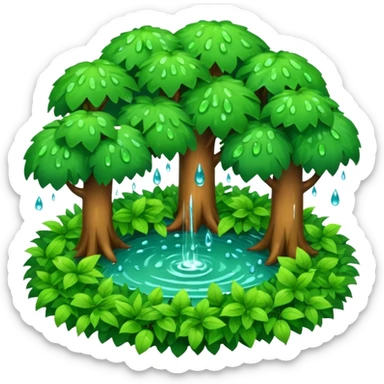a forest were raining heavily i need a top view  sticker