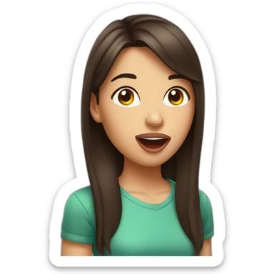 brunette girl sticking her tongue out sticker