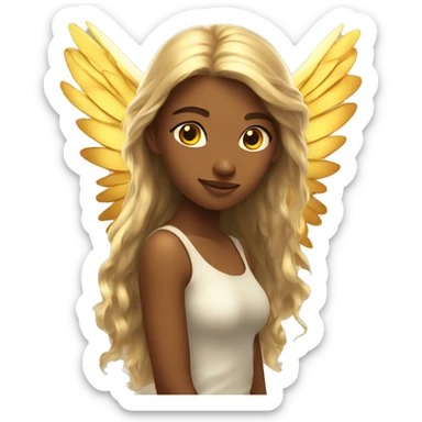 big wings, sun, gold, Beautiful, fairy, long hair sticker