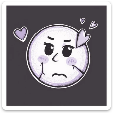 sad smiley face with broken heart, hand-drawn chalk style, soft lilac color palette, rough doodle-like texture, pastel chalk on dark surface, aesthetic, emotional, suitable for Telegram channel sticker