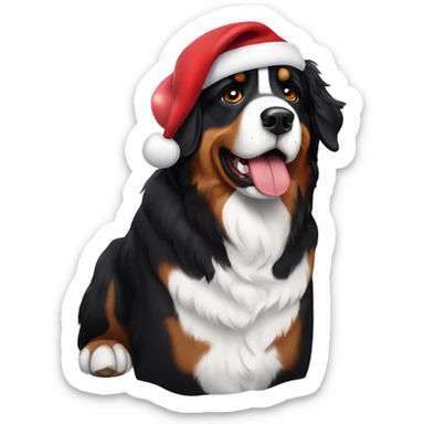 Bernese mountain dog wearing Santa hat  sticker