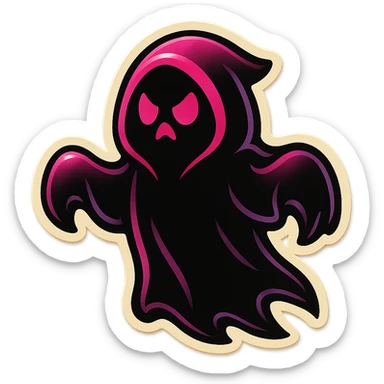 gothic ghost, black and pink colors, retro stickers style sticker