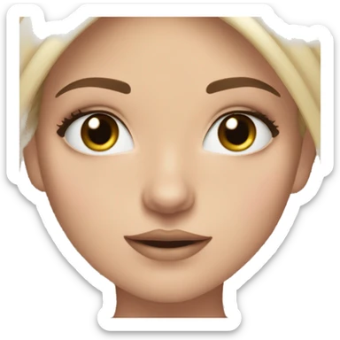 White girl straight dark brown hair lashes cute  sticker