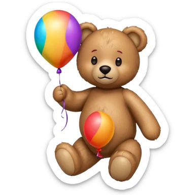 Teddy bear with colourful balloon in hand sticker