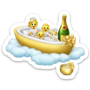 Christening float home with champagne  sticker