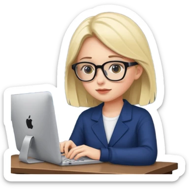 a girl coding with her computer at night sticker