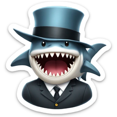 Shark with a top hat sticker