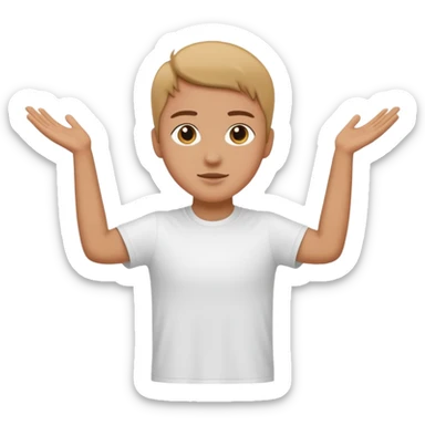 Una persona con los brazos estirados perpendicularmente hacia ambos lados con una camiseta blanca  sticker