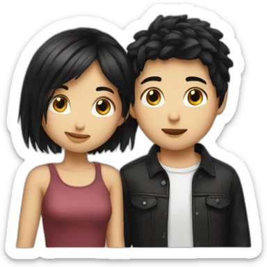 Boy blonde hair kissing girl black hair sticker