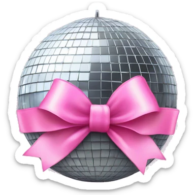 Disco ball with pink bow on top sticker