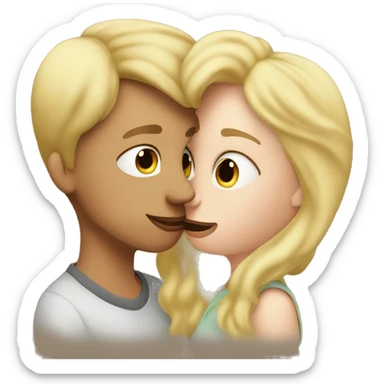 Boy blonde hair kissing mother and so sticker