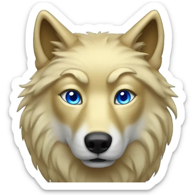 A gold wolf with blue eyes sticker