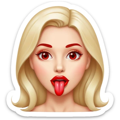 Woman tongue red shiny lips sticker