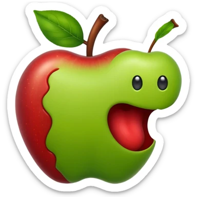 worm, apple sticker