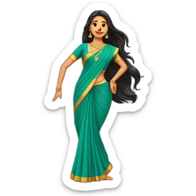 Harsha singh wearing saree long hair dancing  sticker