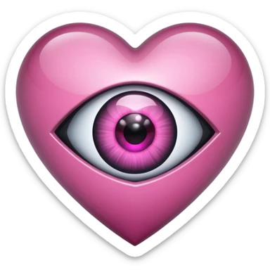 A black heart crystal with a pink eye in the center sticker