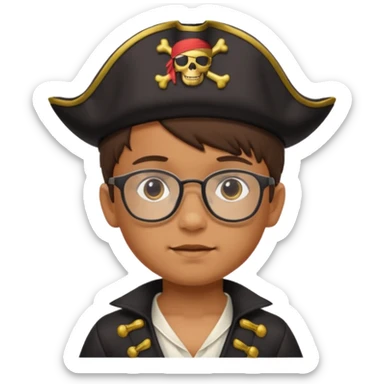 kid boy with pirate costume wearing glasses sticker