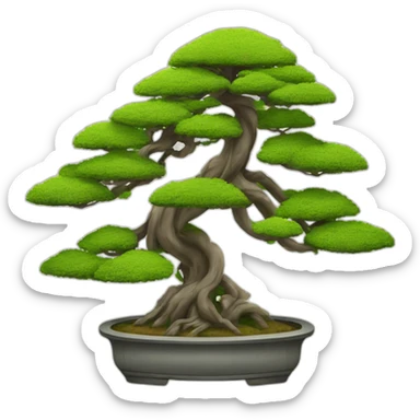 bonsai tree intertwined with torii gate sticker