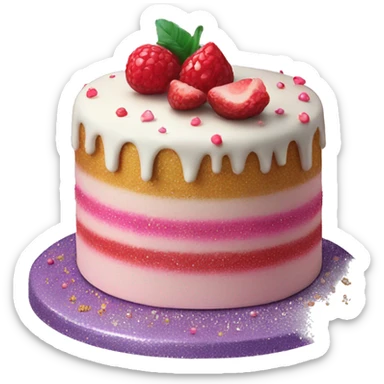 Realistic cake with glitter sticker