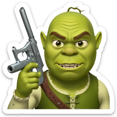 shrek with a gun sticker