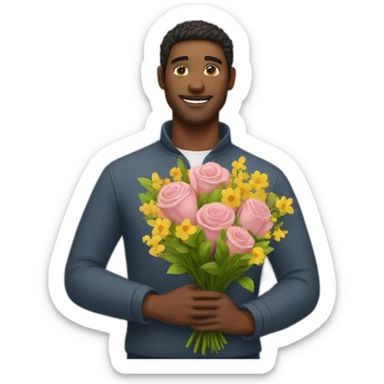 man with a bouquet sticker
