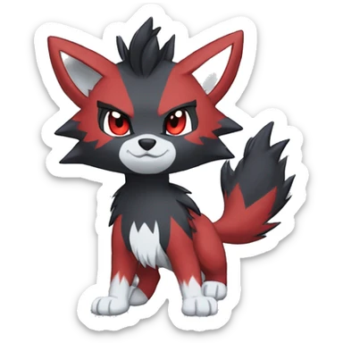 Black Cool Edgy Anthro Quilava Litten Zoroark Zorua Fakémon  with White and Red Edgy markings sticker