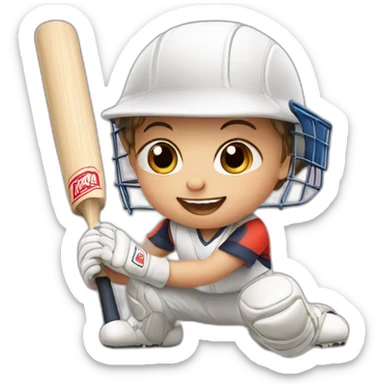 baby playing cricket sticker