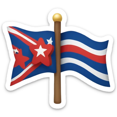 Ainu's flag blue flag with a red flying star and a white bow sticker