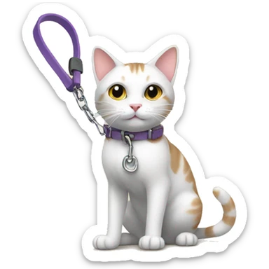 cat on a lead sticker