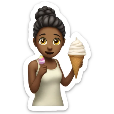 girl by the window indoors eating ice cream sticker