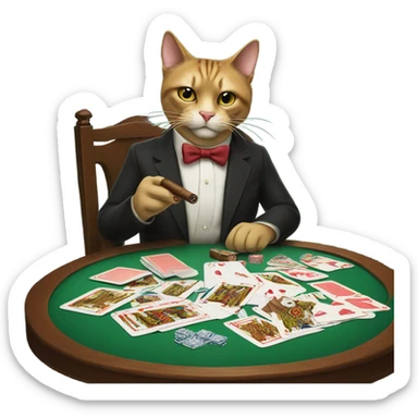 A cat with a big fucking cigar playing cards sticker