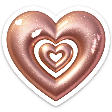 Edit the glittery gold color heart to a glittery rose gold color heart with a subtle gradient and no border. Keep the background transparent. Maintain the glittery texture and subtle gradient effect in rose gold tones sticker