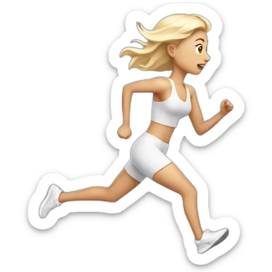 running white skin woman  sticker