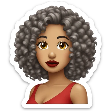 curly hair and big red lips ￼ Latina woman sticker
