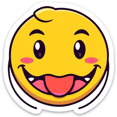 goofy classic emoji with cartoonish style, tongue out, winking sticker