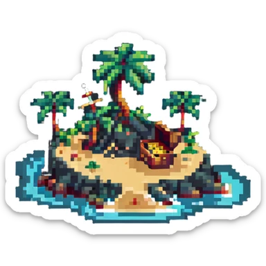 deserted island with treasure sticker